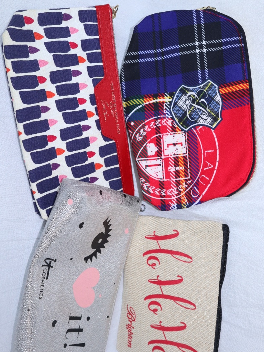 Lot of 4 Make Up Pouches Bags Este Lauder Brighton It Cosmetics